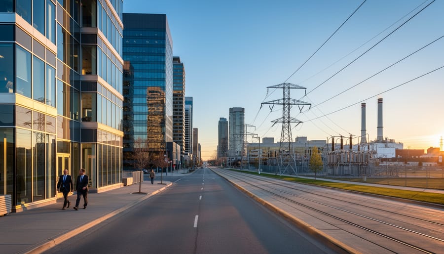 Modern electrical infrastructure and power transmission equipment in Calgary